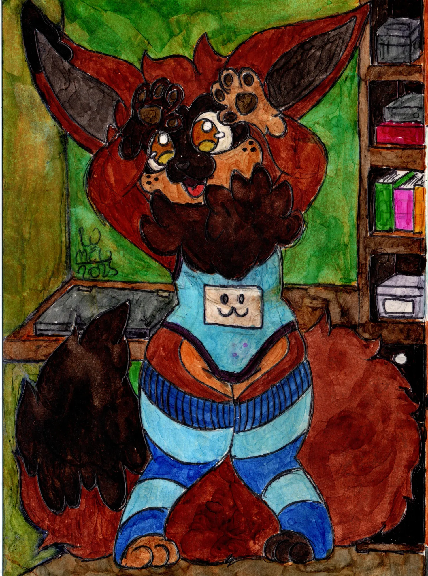 Apenas o Cannella no quarto dele com um Maiô e de Meias.